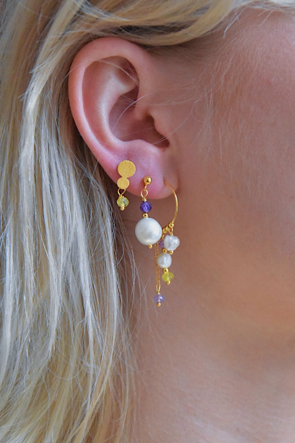 Lily Ørering Gul/Lilla (Forgyldt/Sølv)