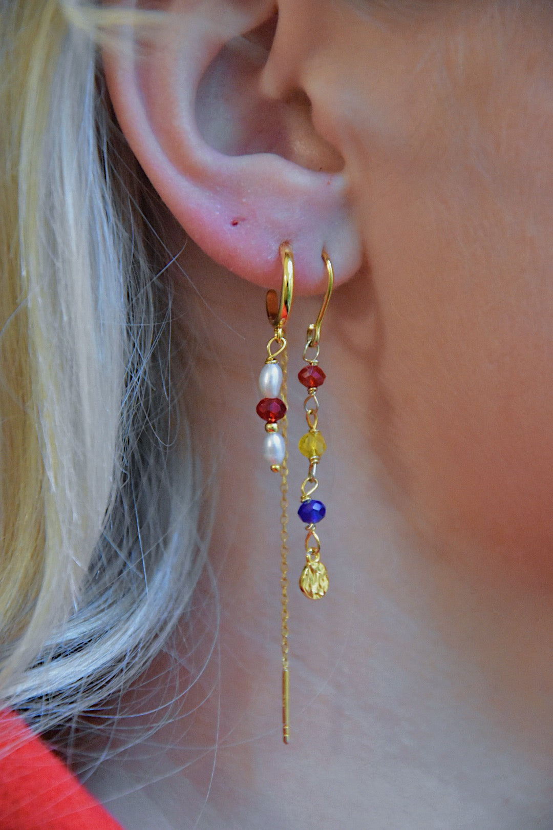 Viola Ørering Rød (Forgyldt/Sølv)
