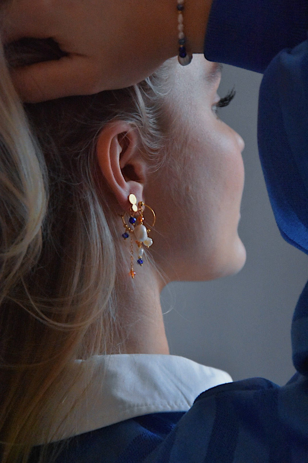 Iris Ørering Blå (Forgyldt/Sølv)