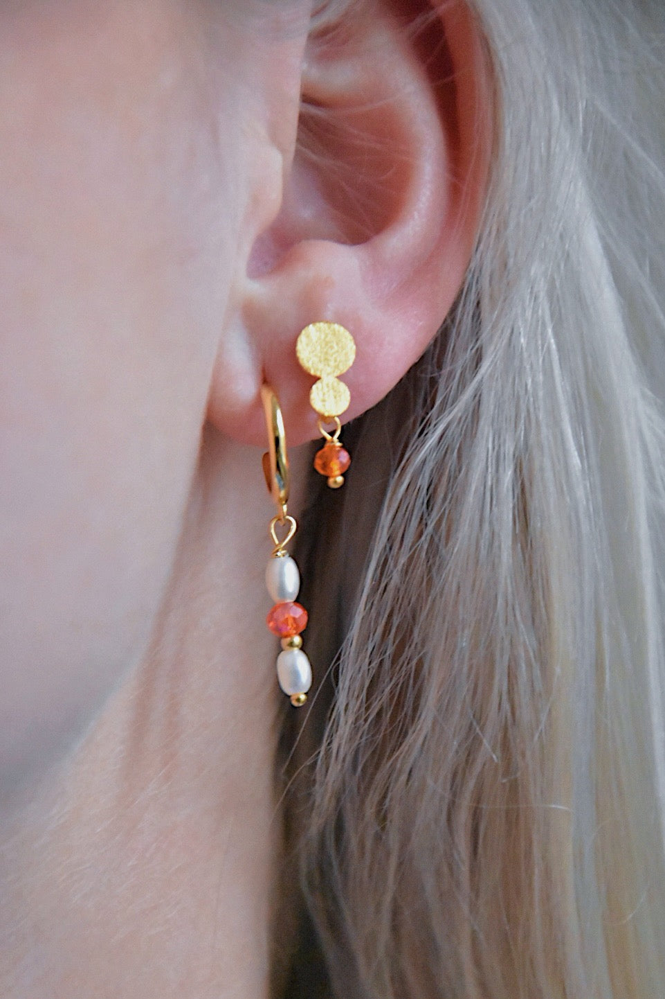 Viola Ørering Orange (Forgyldt/Sølv)